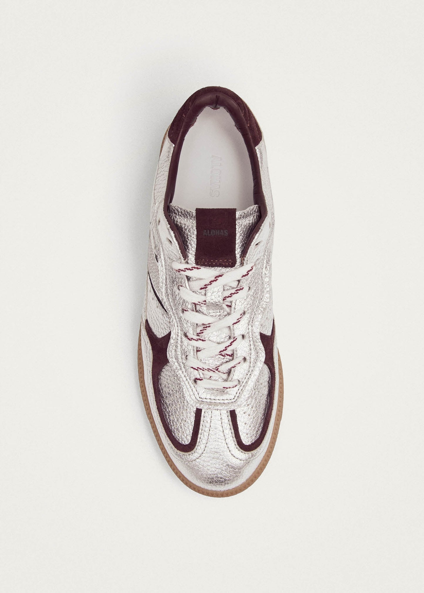 Tb.490 Grain Shimmer Silver & Burgundy Leather Sneakers