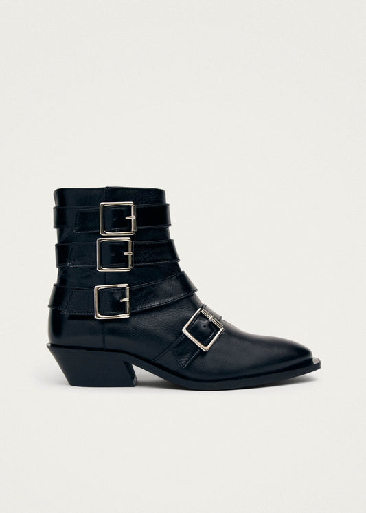 Eras Black Leather Ankle Boots