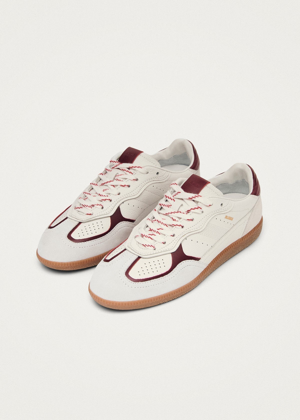 Tb.490 Rife Grain White Burgundy Leather Sneakers